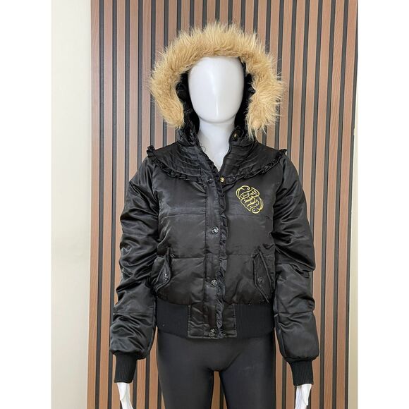 Rocawear Authentic Girls XL Black Jacket Polyester Puffer Hip Hop Down Y2k - Picture 1 of 13